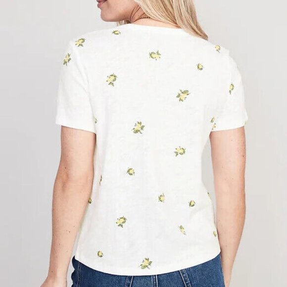 NWT Old Navy Soft EveryWear Lemons Printed Tee T-Shirt Crew-NeckWomen L XL - Picture 2 of 8
